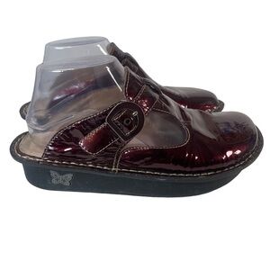 Alegria ALG-112 Burgundy Mary Jane Patent Leather Clogs Mules 38 US 7